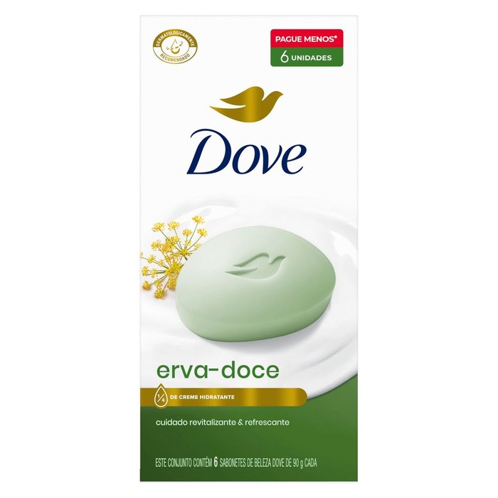 Sabonete em Barra Dove Erva-doce 90g 6 Unidades