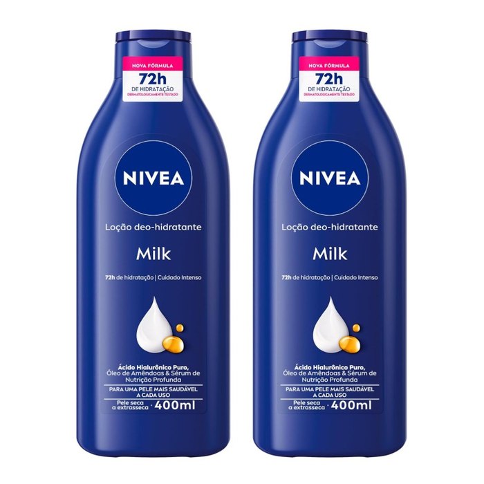 NIVEA Kit Loção Hidratante Milk Pele Seca a Extrasseca 400ml (2 unidades)