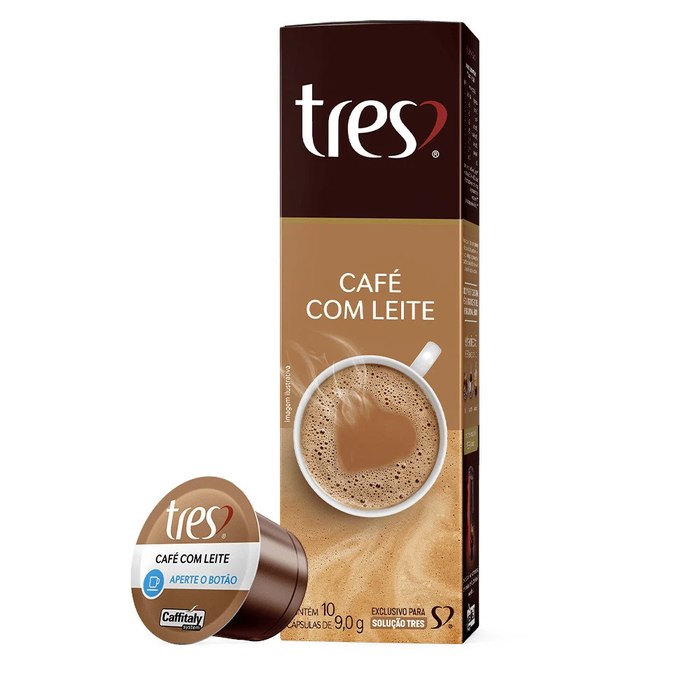 Cápsula Café com Leite TRES 3 Corações 10 unidades