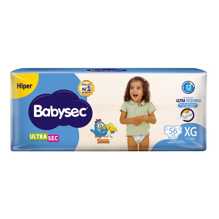 Fralda Babysec Ultrasec Galinha Pintadinha Azul XG 56 Unidades