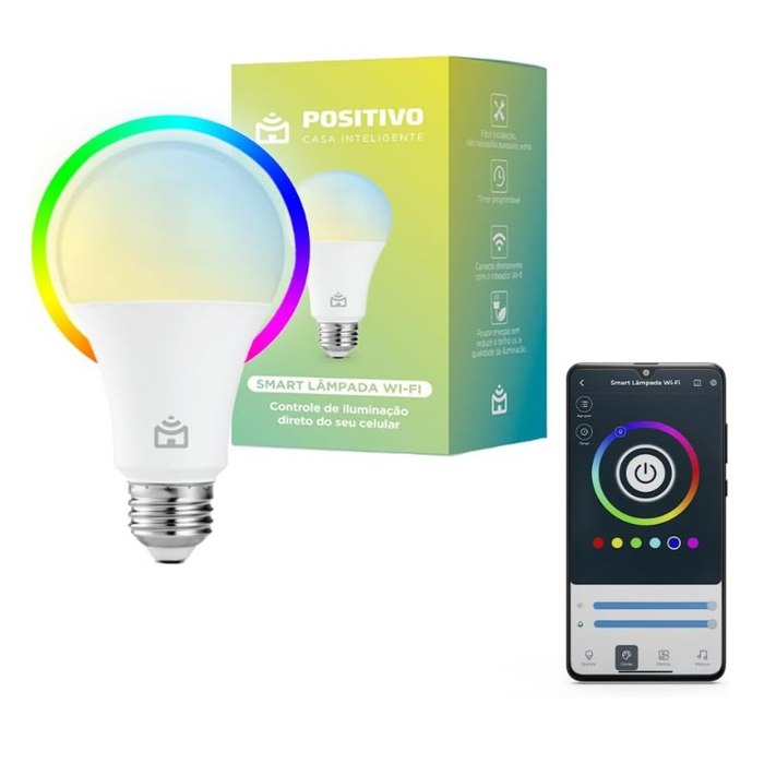 Smart Lâmpada Wi-Fi Positivo Casa Inteligente 9W Iluminação Branca (Quente e Fria) e RGB