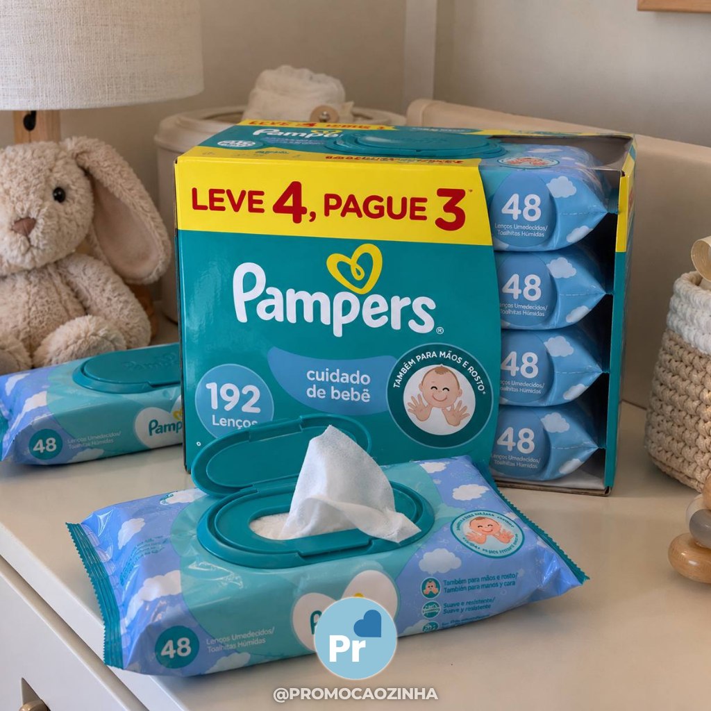 Lenços Umedecidos Pampers Cuidado de Bebê 192 Unidades