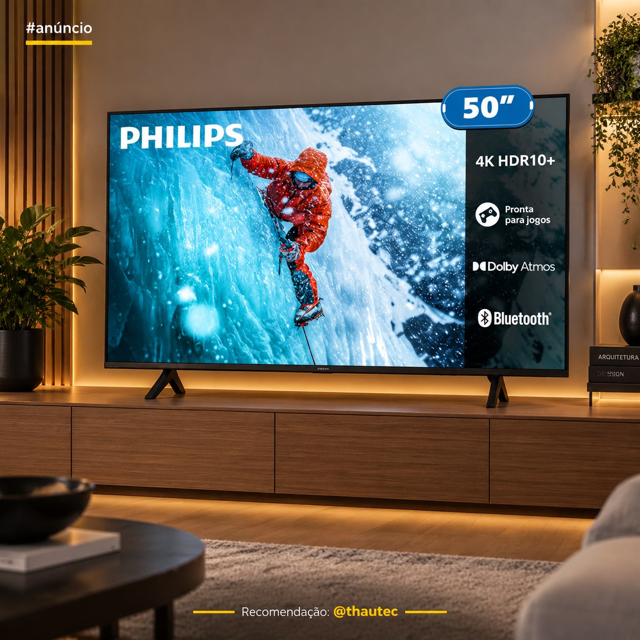 Smart Tv Philips 50" 4K 50PUG7300/78 UHD Titan OS