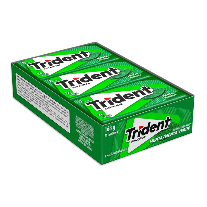 Chiclete Trident Menta Sem Açúcar - Caixa com 21 unid. de 8g