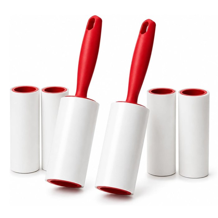 Kit 2 Rolos Adesisvos Tira Pelo + 4 Refis 180 Folhas Remoção Pelos Poeira