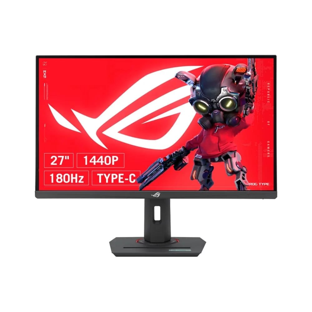 Monitor Gamer ASUS ROG Strix 27", QHD, 180hz, 1ms, Fast IPS, VRR, G-Sync, FreeSync, HDR 400, USB-C, Altura Ajustável - XG27ACS