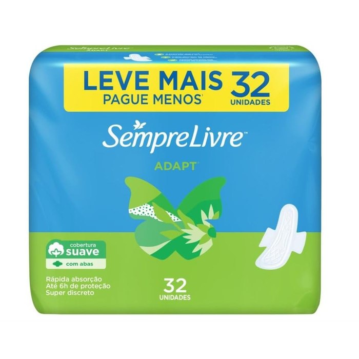 [3 UNIDADES] Sempre Livre Absorvente Externo Com Abas Suave, 32un
