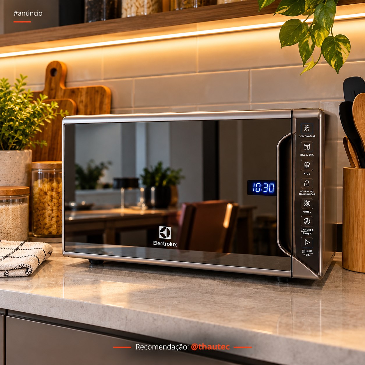 Micro-ondas Electrolux 31L cor Inox Espelhado com Painel Integrado e Função Tira Odor (MI41S)