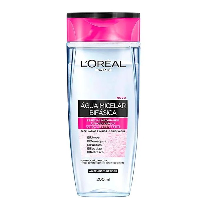 Água Micelar Bifásica L'Oréal Paris Solução de Limpeza 5 em 1 200ml