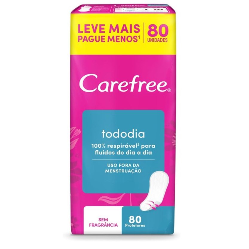 Carefree Protetor Diário Todo Dia sem Perfume 80 unidades