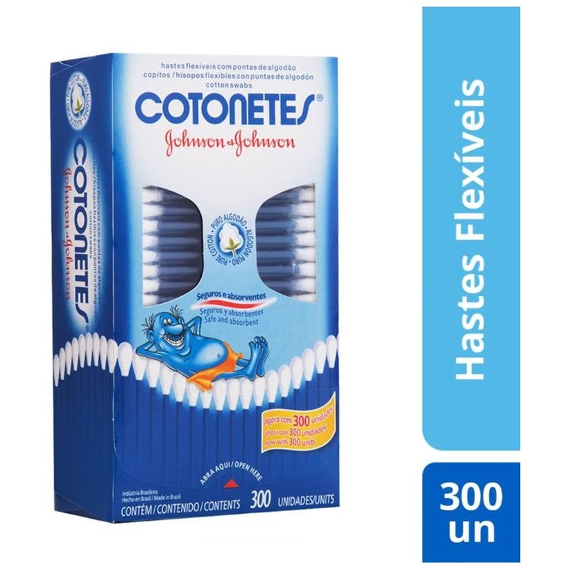 Cotonetes Hastes Flexíveis, 300un