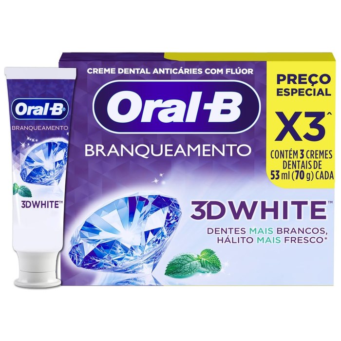 Pasta de Dente Oral-B 3D White Brilliant Fresh 3 Unidades de 70g