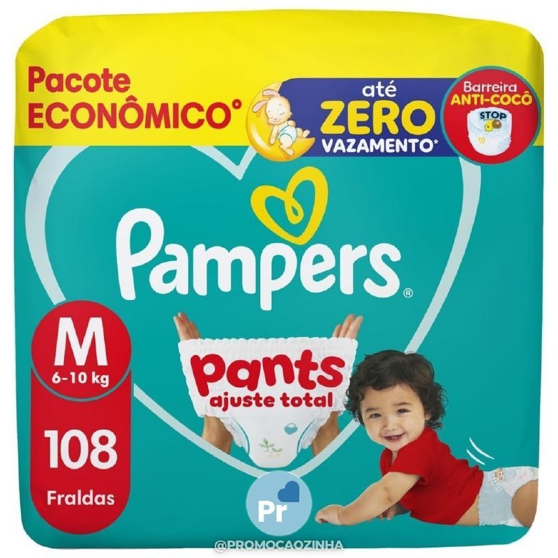 Fralda Pampers Pants Ajuste Total M com 108 Unidades