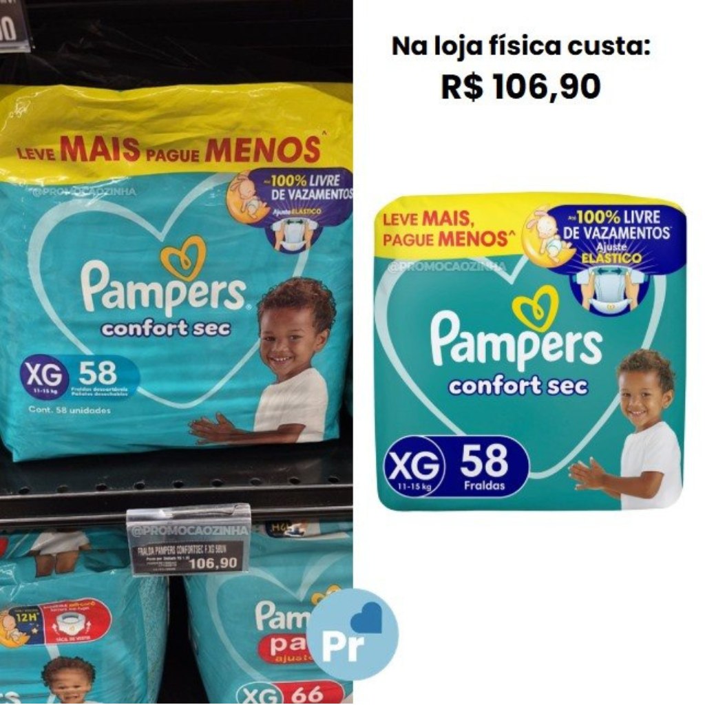 Fralda Pampers Confort Sec XG com 58