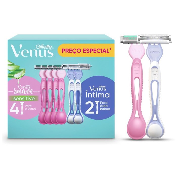 Kit Aparelho de Depilação Gillette Venus Suave 4Un + Venus Íntima 2Un