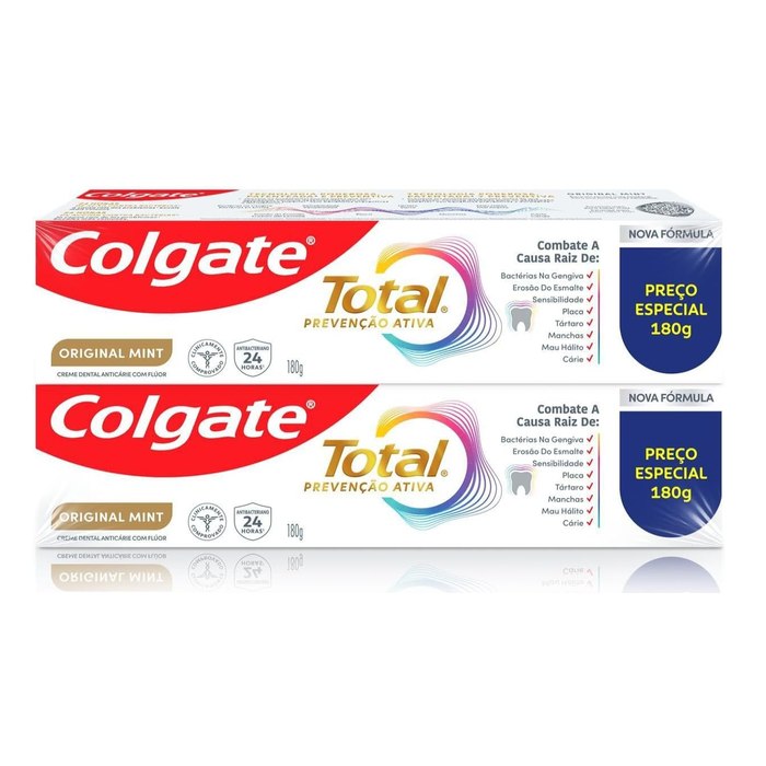 Colgate Total Original Mint Creme Dental com Flúor, 2x180g