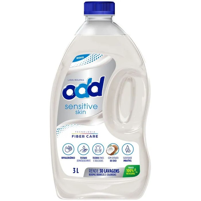 Lava Roupas Líquido Limppano ODD Sensitive Skin Côco Lavagem Completa 3L