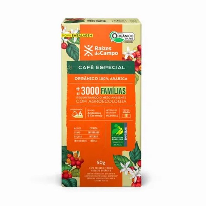 Café Especial Orgânico Raízes do Campo 100% Arábica em Cápsulas