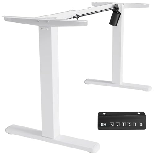 Estrutura de Mesa Elétrica Ajustável para Trabalho em Pé e Sentado – 3 Configurações de Memória, Altura de 72cm a 120cm, Base Ergonômica e Design Silencioso (Branco) POUCAS UNIDADES