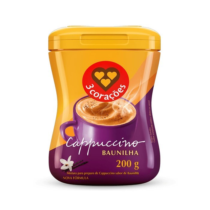 Cappuccino 3 Corações Sabor Baunilha 200g