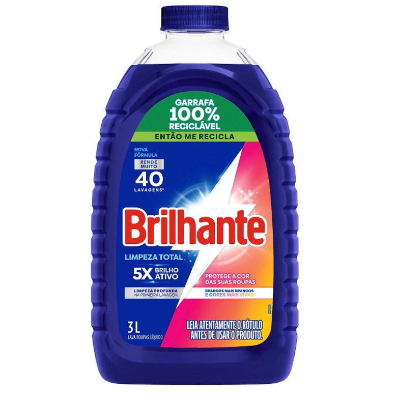 Brilhante Limpeza Total - Lava Roupas Líquido 3L