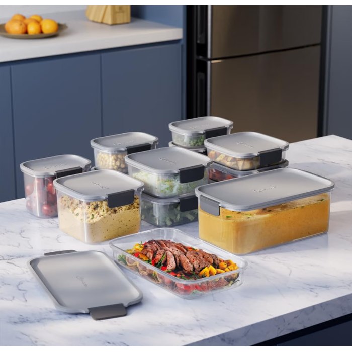 Kit Electrolux 14 Potes Herméticos de Plástico Cinza, 12,4L, Safelock