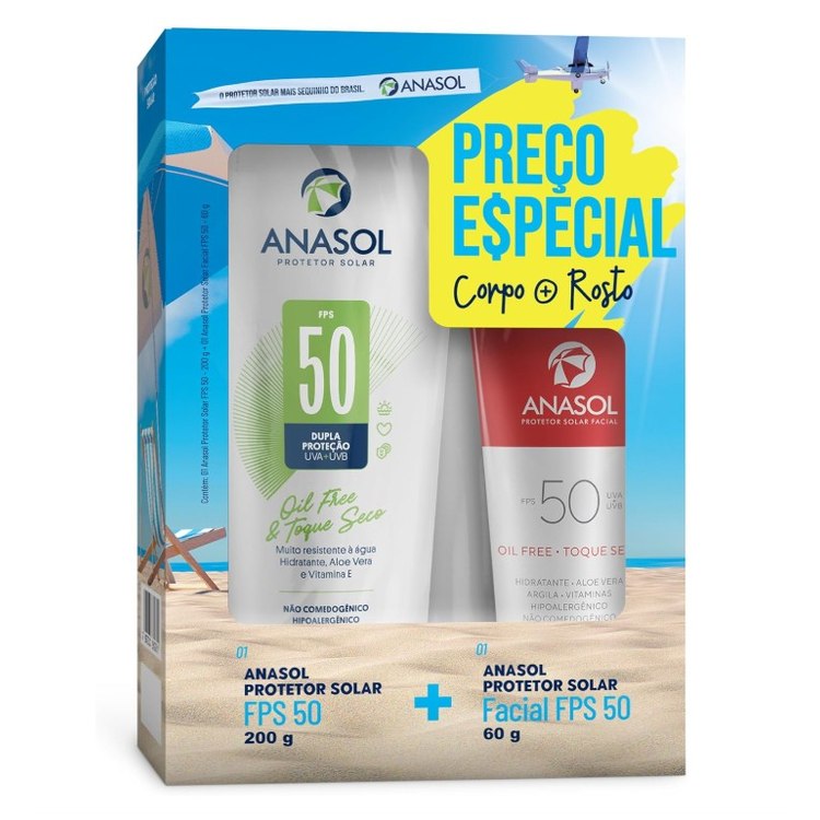 Anasol Conjunto Fps 50 Facial 60G + Fps 50 Corpo 200G