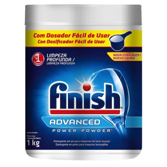 [2 UNIDADES] Finish Advanced Detergente para Lava Louças em Pó, Sabão Limpeza Profunda, 1kg