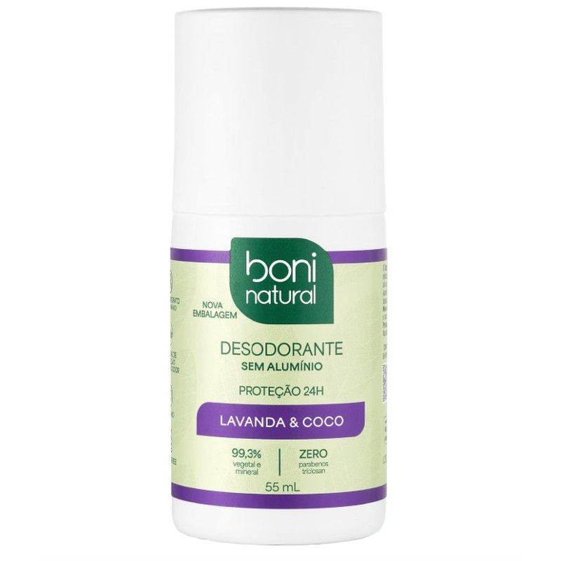 Desodorante Roll-On sem Alumínio, Natural, Vegetal e Vegano 55ml