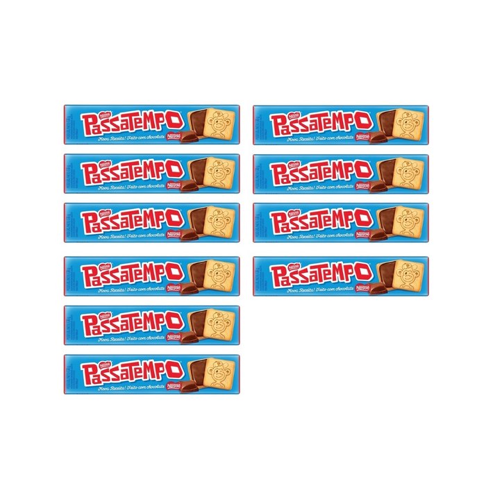 Kit C/10 Biscoito Recheado Passatempo Chocolate 130g Nestle