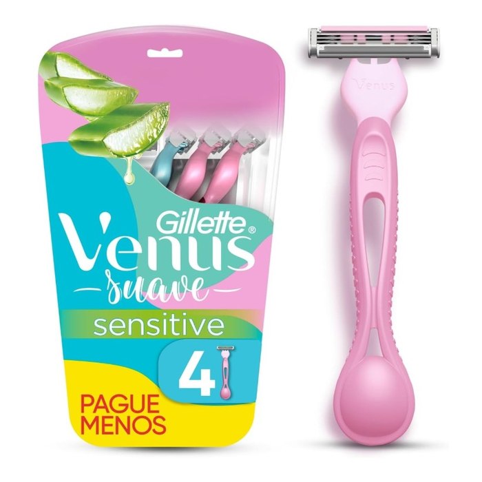 Gillette Venus Suave Sensitive Aparelho de Depilação Descartável, 4 Un