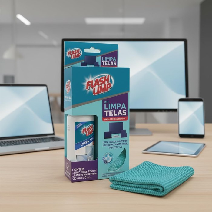 Kit Limpa Telas com Pano de Microfibra Flash Limp 120ml