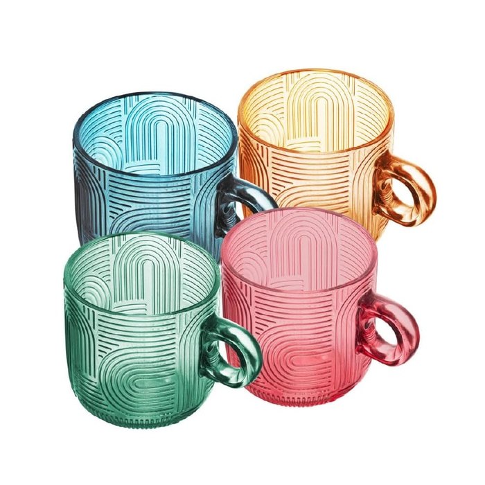 Conjunto 4 Xícaras de Vidro Wolff Frankfurt Colorido 220ml