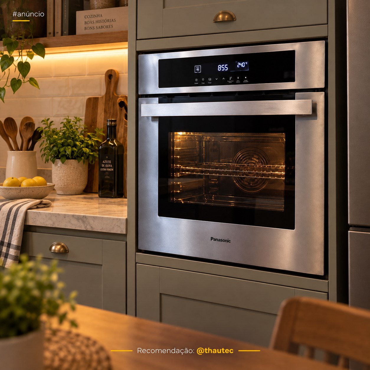 Forno Elétrico de Embutir Panasonic 80L Grill e Painel Easy Touch com Função Convecção (HL-CX668SRPK)