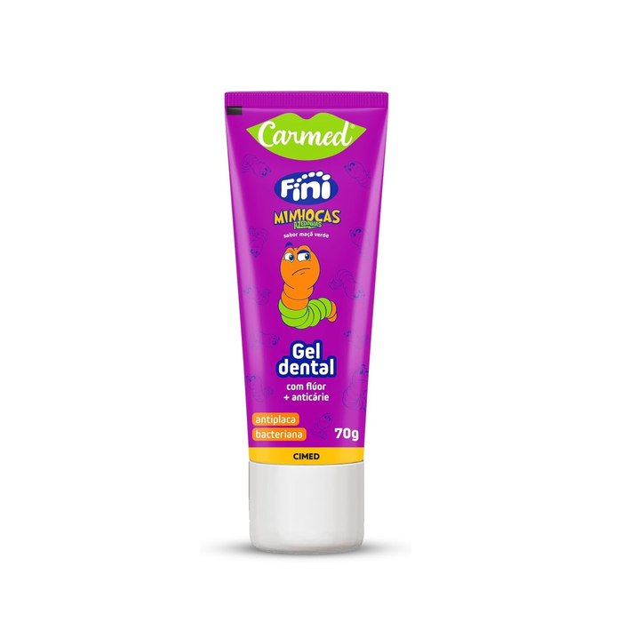 Gel Dental com Flúor Carmed Fini Minhocas Sabor Maçã Verde 70g