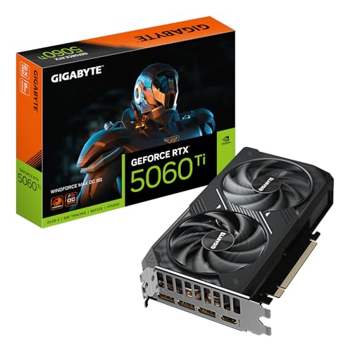 Gigabyte Placa de vídeo GeForce RTX 5060 Ti WINDFORCE MAX OC 8G - 8 GB GDDR7, 128 bits, PCI-E 5.0, frequência de núcleo de 2587 MHz, 3 DisplayPort, 1x HDMI, NVIDIA DLSS 4, GV-N506TWF2MAX OC-8GD