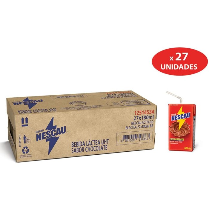 Nescau Bebida Láctea 180ml caixa com 27 unidades