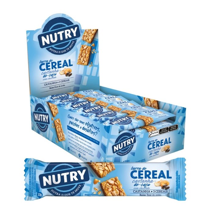Nutry Barra De Cereais Castanha-De-Caju Com Chocolate 22G - Display 24 barras