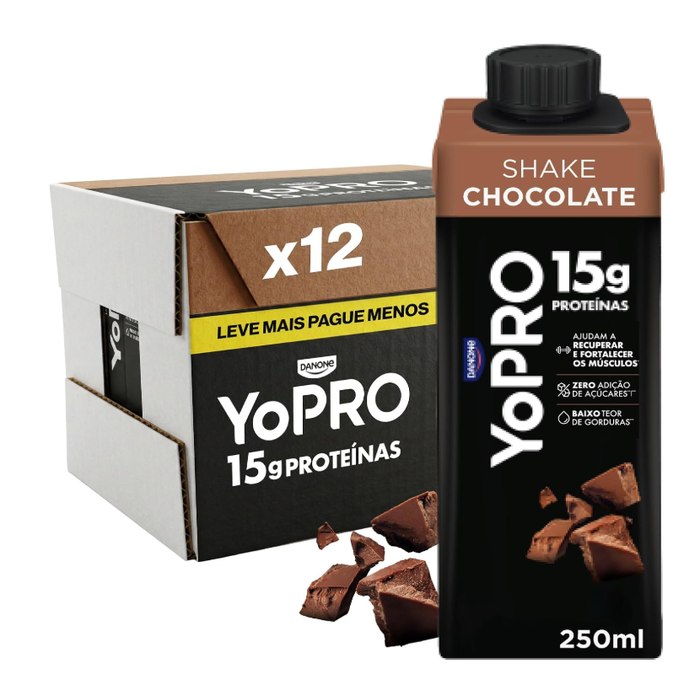 YoPRO Bebida Láctea UHT Chocolate - Sem Lactose - Pack com 12 Unidades