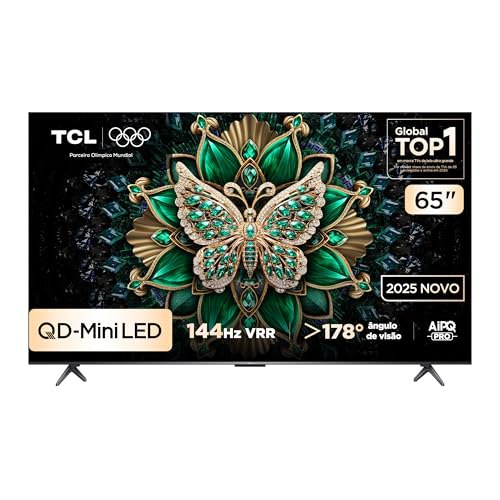 Smart TV TCL 65 Polegadas QD-Mini LED 4K C6K WiFi Bluetooth Google TV 4 HDMI 144Hz HDR10+ 65C6K