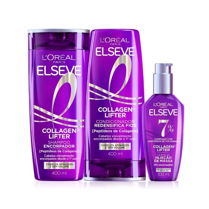 Shampoo Condicionador Sérum Elseve L'Oréal Colágeno 400ml+400ml+100ml