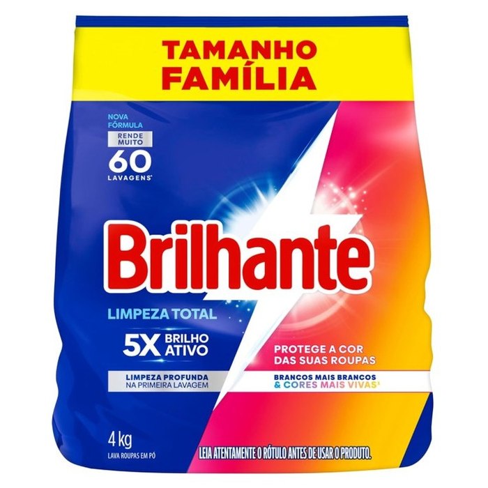 Brilhante Lava-Roupas Em Pó Roupas Brancas E Coloridas Limpeza Total 4Kg