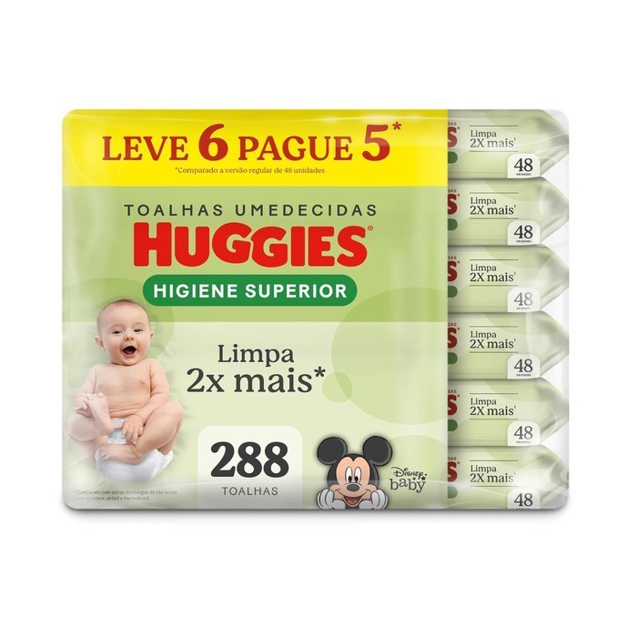 Lenços Huggies Higiene Superior Limpam 2x Mais 6 x 48 Un