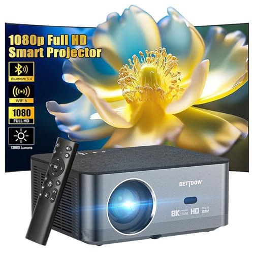 Bettdow Projetor 4k 8k 15000 Lumens Hd 1080p Compatível Completo De Android 9, Smart Projetores Retroprojetor Portatil 600 ANSI WiFi6, Auto Correção Trapezoidal, Foco Eletronico