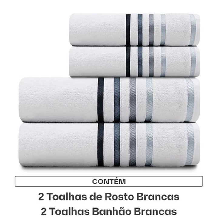 Jogo de Toalhas 4 Peças Banhão Gigante + Rosto Fio Penteado Lumina Karsten