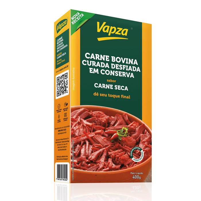 Carne Bovina Curada Desfiada Sabor Carne Seca Vapza 400G