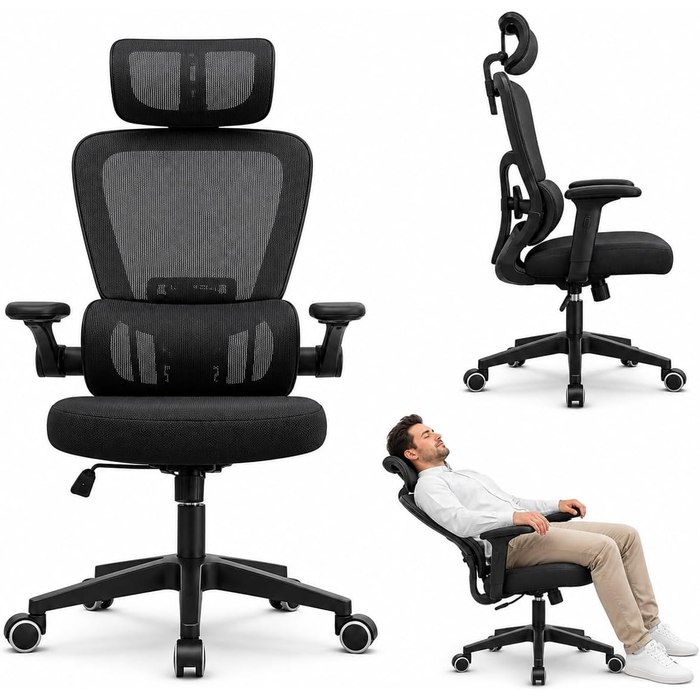 Cadeira de Escritório Presidente Ergonômica Mesh Reclinável