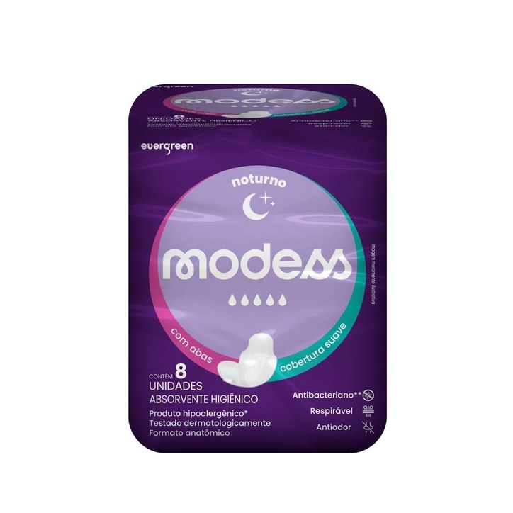 Abs Modess Ever Green Noturno C/Abas C/8 Und
