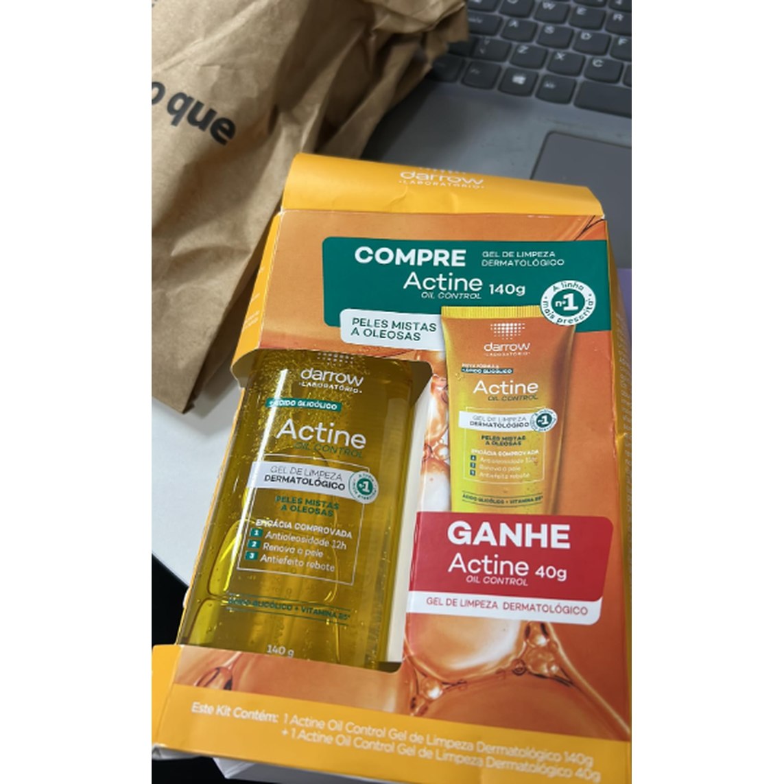 Darrow Actine Oil Control Kit Gel de Limpeza Dermatológico Facial com Ácido Glicólico e Vitamina B5