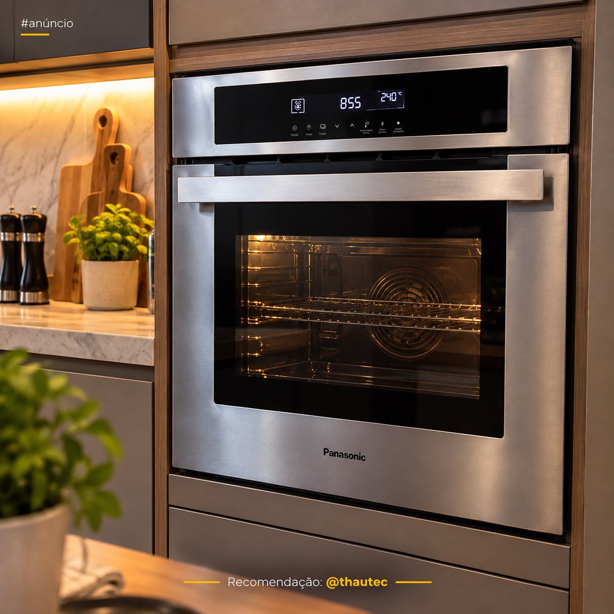 Forno Elétrico de Embutir Panasonic 80L Grill e Painel Easy Touch com Função Convecção (HL-CX668SRPK)